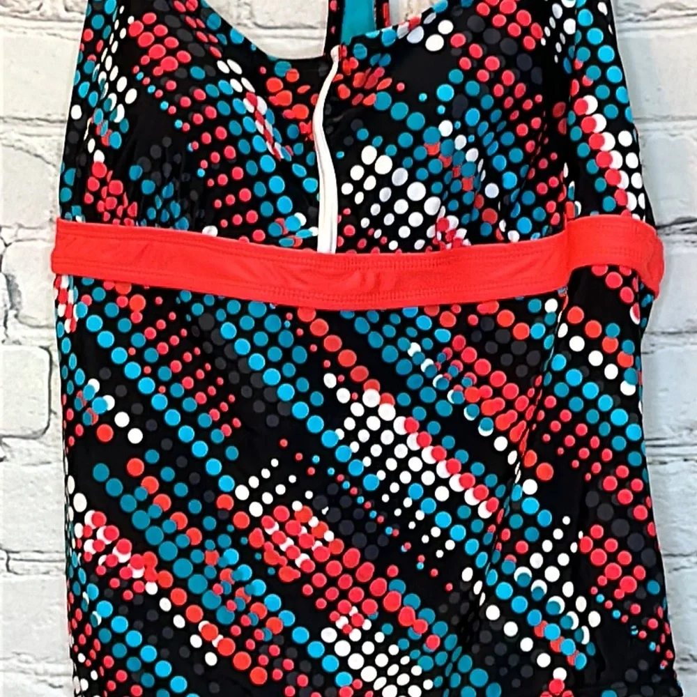 Danskin Blue Black Pink Tankini Swimsuit Top Size XL Size 16-18